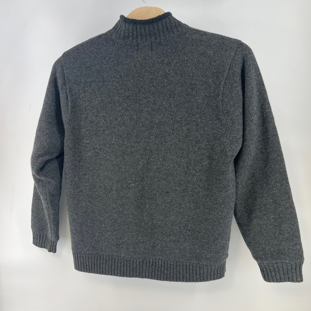 LL Bean Mens XL Lambswool Full Zip Sherpa Lined Sweater Jacket Gray Mock Neck - Picture 3 of 8